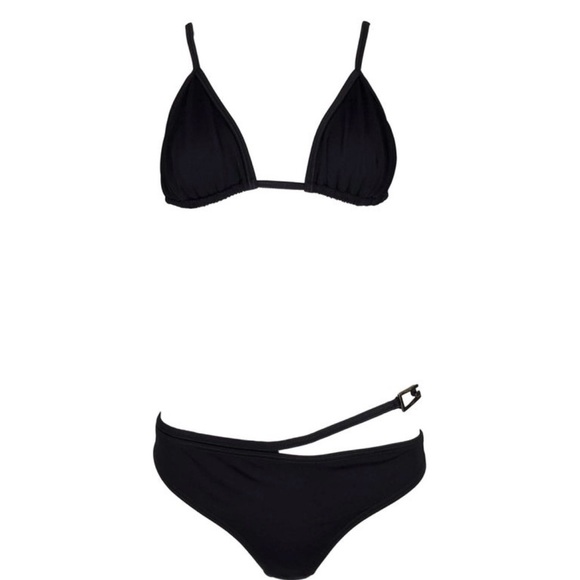 S/S 1998 Gucci by Tom Ford Black 'G' Accent Bikini bonus Gold G buckle bottom - Picture 2 of 6